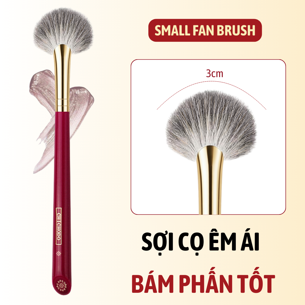 Cọ Quạt Nhỏ Tạo Sáng Gò Má/Sống Mũi/Xương Chân Mày CHICHODO Small Fan Brush C126
